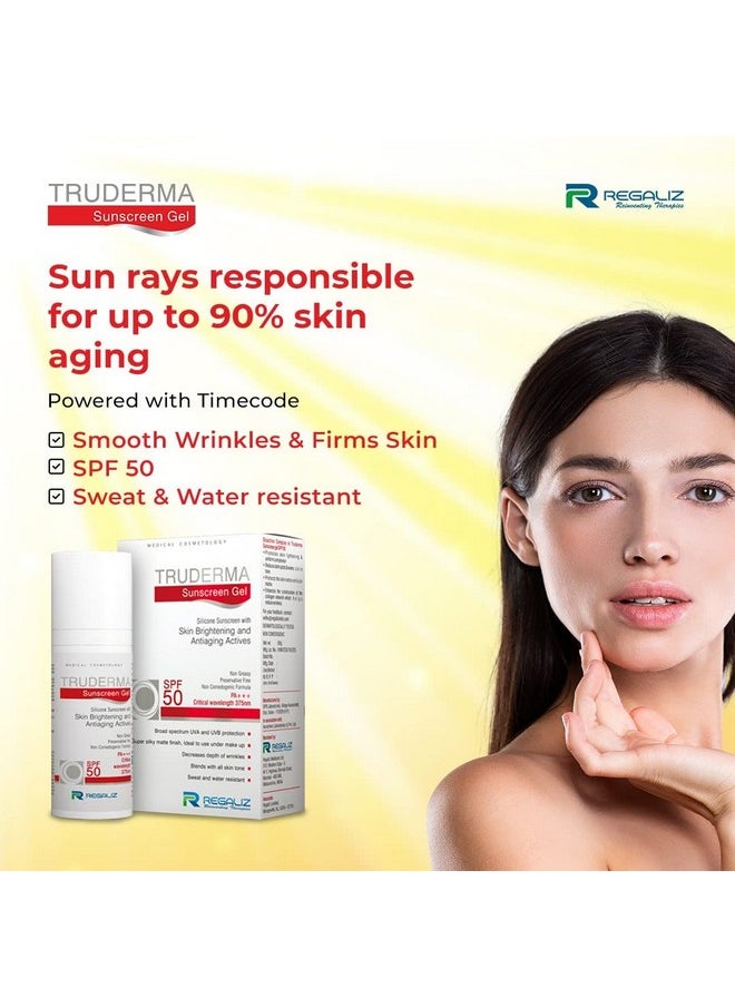 Truderma Silicone Sunscreen For All Skin Type Gel Spf 50+ | Skin Brightening & Anti-Aging | Broad Spectrum Uva & Uvb Protection | Pack Of 2