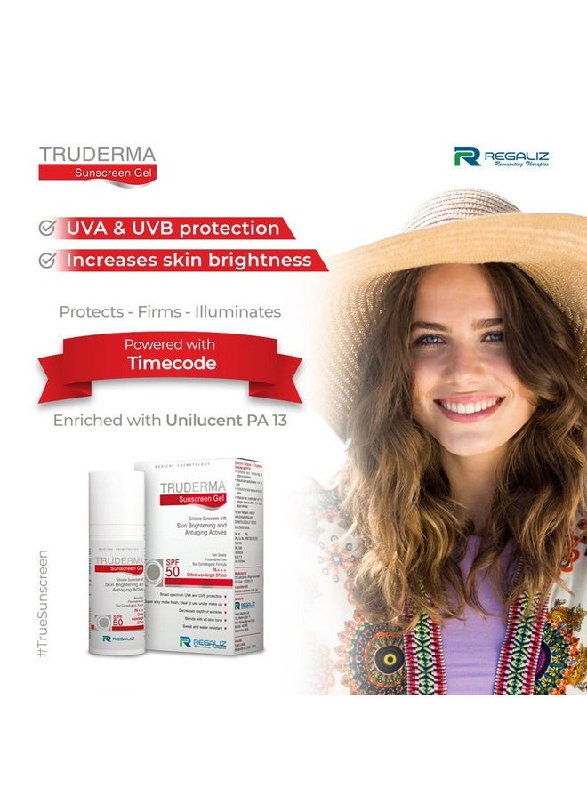 Truderma Silicone Sunscreen For All Skin Type Gel Spf 50+ | Skin Brightening & Anti-Aging | Broad Spectrum Uva & Uvb Protection | Pack Of 2