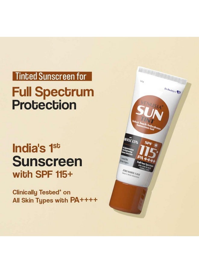 Tinted Sunscreen Spf 115 Pa++++ Full Spectrum Protection |Uva, Uvb, Blue Light Protect |With Anti-Oxidant|All Skin Types I 50 G X Pack Of 2
