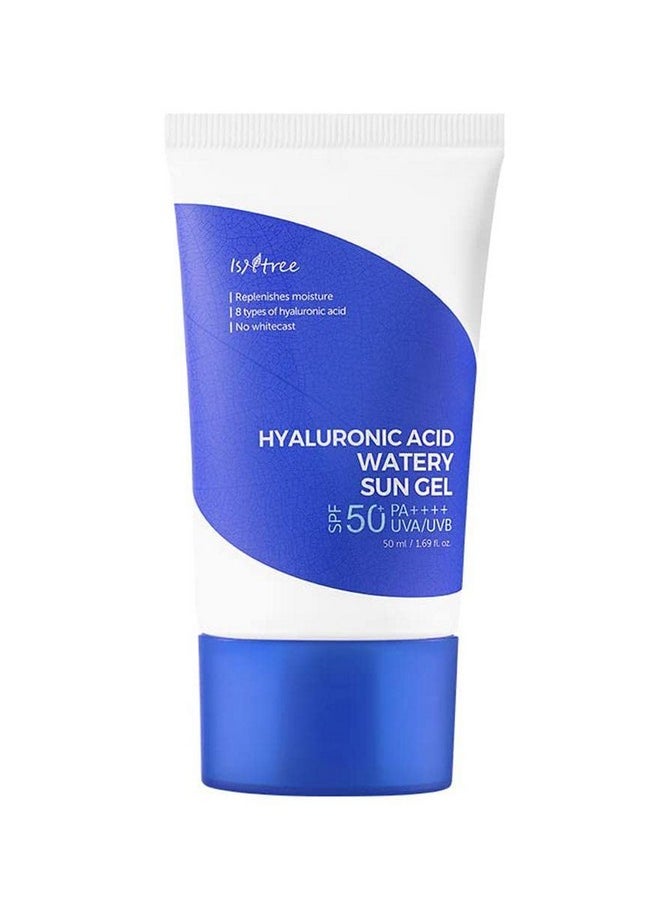 Hyaluronic Acid Watery Sun Gel Spf 50+ Pa++++ 1.69 Fl Oz,8 Types Of Hyaluronic Acid,Strong Protection Against Uva And Uvb Rays,No White Cast,Reef-Safe,Non-Nano Sunscreen For All Skin Type