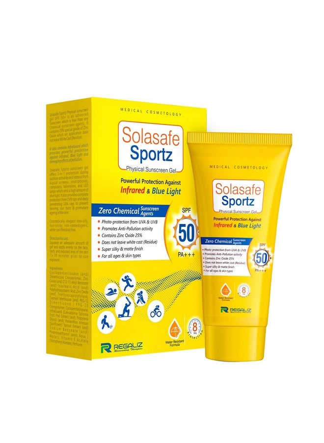 Sunscreen For All Skin Type Sportz Physical (Zero Chemical) Sunscreen For Skin Type Gel: Advanced Spf 50+ Protection Against Uv, Blue Light And Pollution