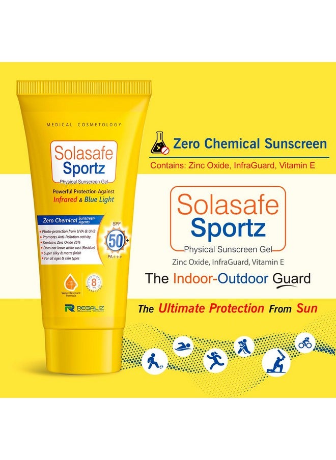 Sunscreen For All Skin Type Sportz Physical (Zero Chemical) Sunscreen For Skin Type Gel: Advanced Spf 50+ Protection Against Uv, Blue Light And Pollution