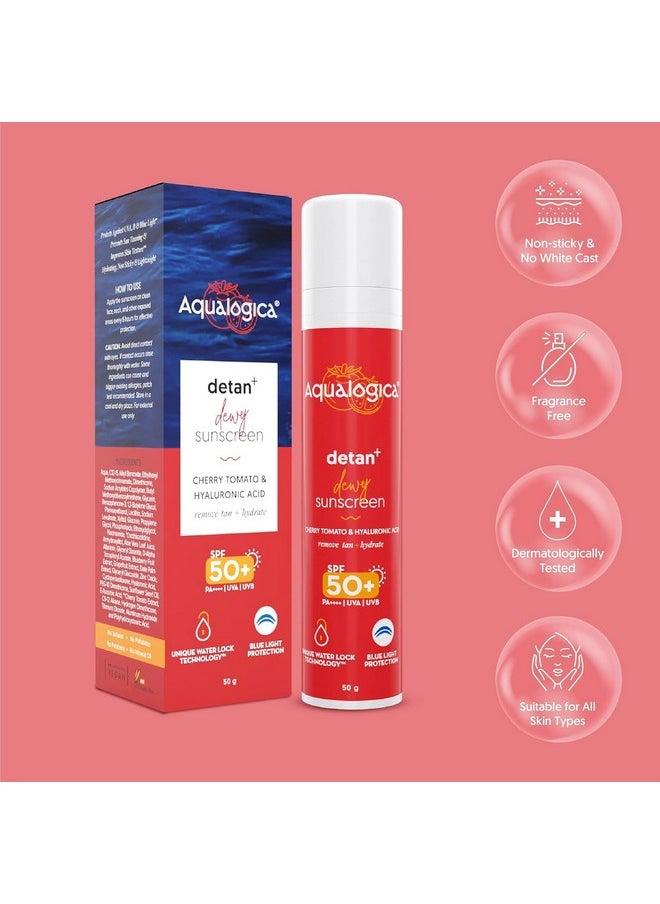 Detan+ Brighter Skin Combo Spf 50 - Face Wash For All Skin Types - 100G + Sunscreen - 50G, 2 Count