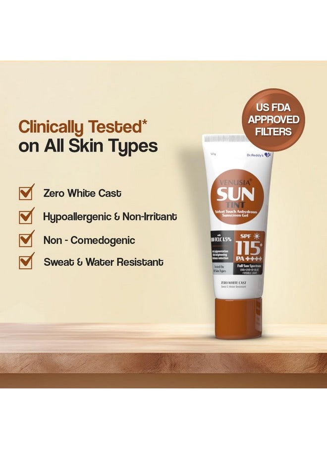 Tinted Sunscreen Spf115I Full Spectrum Protection I Uva, Uvb, Blue Light Protect I With Anti-Oxidant I Sweat & Water Resistant I No White Cast I Clinically Tested For All Skin Types I 50 G
