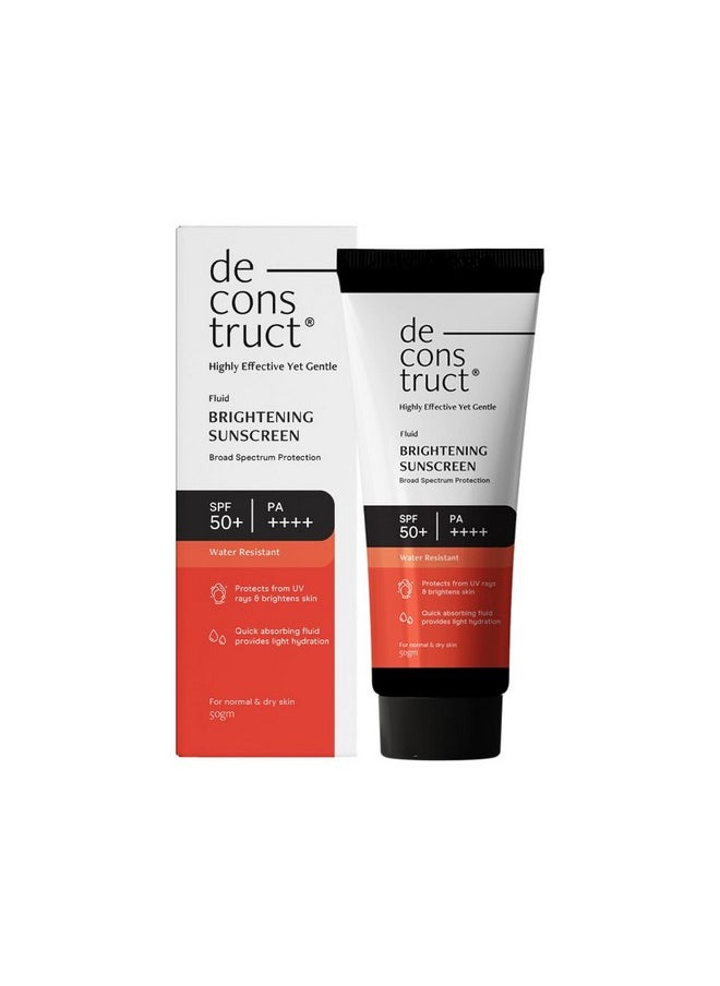 Brightening Sunscreen Spf 50+ And Pa++++ | 8 Hours Long Lasting Dewy Sunscreen | For Dry Skin | Water Resistant, No White Cast, Quick Absorbing | For Women And Men | 50Gm
