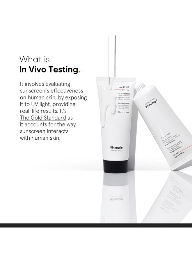 Light Fluid Sunscreen Spf 50 Pa++++ | Clinically Tested In Us | No White Cast | Broad Spectrum | Lightweight, Water & Sweat Resistant Sunscreen For Oily Skin | For Women & Men | 50Ml