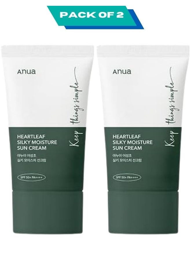 Heartleaf Silky Moisture Sunscreen SPF50+ PA++++ 50mlx2 (Pack of 2) 100ml