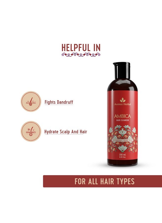 Ambika Hair Cleanser | Fights Dandruff & Moisturises Scalp Naturally | With Aloe Vera, Apple Cider Vinegar, Tea Tree Oil & Neem Oil | 200 Ml