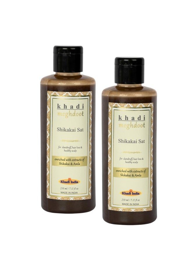 Ayurvedic Herbal Shikakai Shampoo Enriched With Extracts Of Shikakai & Amla For Dandruff Control, Hair Loss Control, Healthy Scalp Free From Lice, 210Ml Each, Pack Of 2