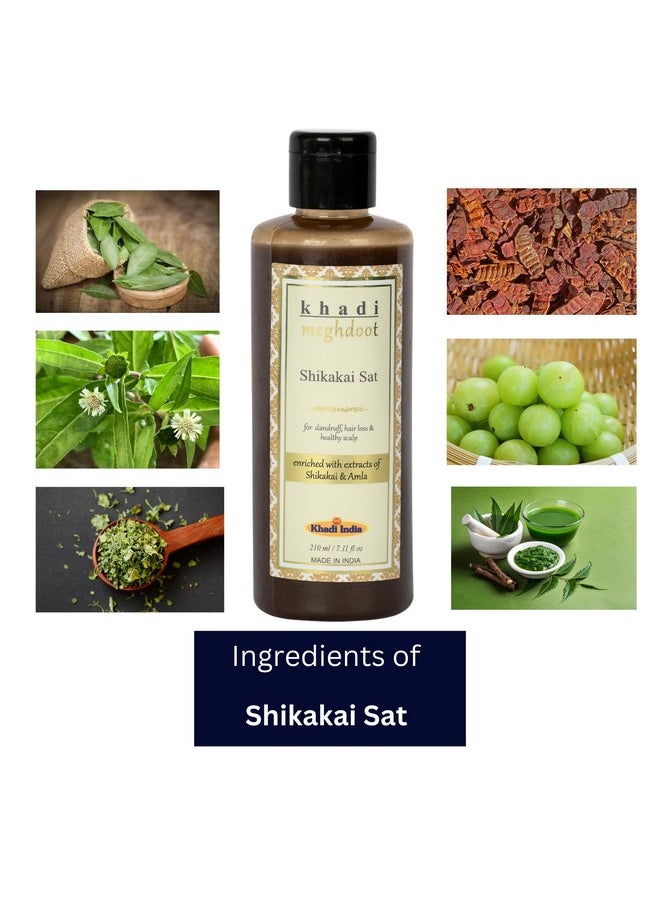 Ayurvedic Herbal Shikakai Shampoo Enriched With Extracts Of Shikakai & Amla For Dandruff Control, Hair Loss Control, Healthy Scalp Free From Lice, 210Ml Each, Pack Of 2