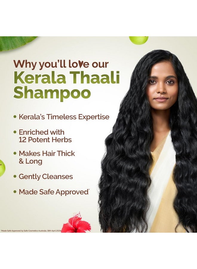 Kerala Thaali Shampoo With Hibiscus, Shikakai, Amla, Flax Seeds For Thick & Long Hair - 250 Ml| Ready To Use Thali | Gently Cleanses | Adds Shine | 12 Potent Herbs | 100% Natural Herbs