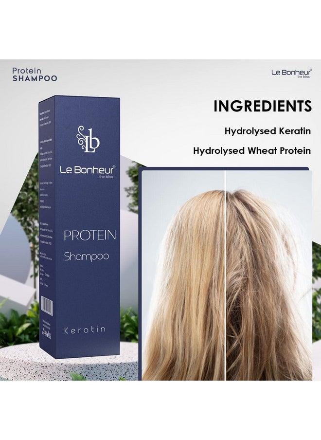 Le Bonheur Keratin Protein Hair Shampoo | Frizzy Control, Salon Quality, Smoothing Treatment, Long Lasting, Keratin Treatment | Safe For Colour Treated Hair | Boost Softness, Strength & Shine | 200Ml