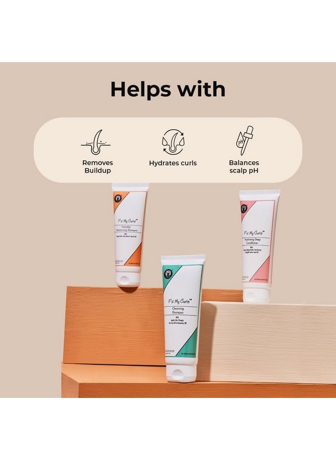Wash Day Trio | Cleansing & Moisturizing Shampoo, Hydrating Deep Conditioner | Silicone & Sulphate Free | For Curly, Wavy Hair| 100Ml Each