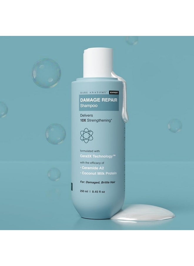 Damage Repair Hair Shampoo | Provides 10X Strengthening Powered By Ceramide A2 & Coconut Milk Protein | For Damaged, Dry & Frizzy Hair | Sulphate & Paraben Free | For Women & Men | 250Ml