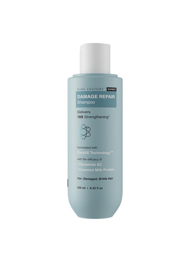 Damage Repair Hair Shampoo | Provides 10X Strengthening Powered By Ceramide A2 & Coconut Milk Protein | For Damaged, Dry & Frizzy Hair | Sulphate & Paraben Free | For Women & Men | 250Ml