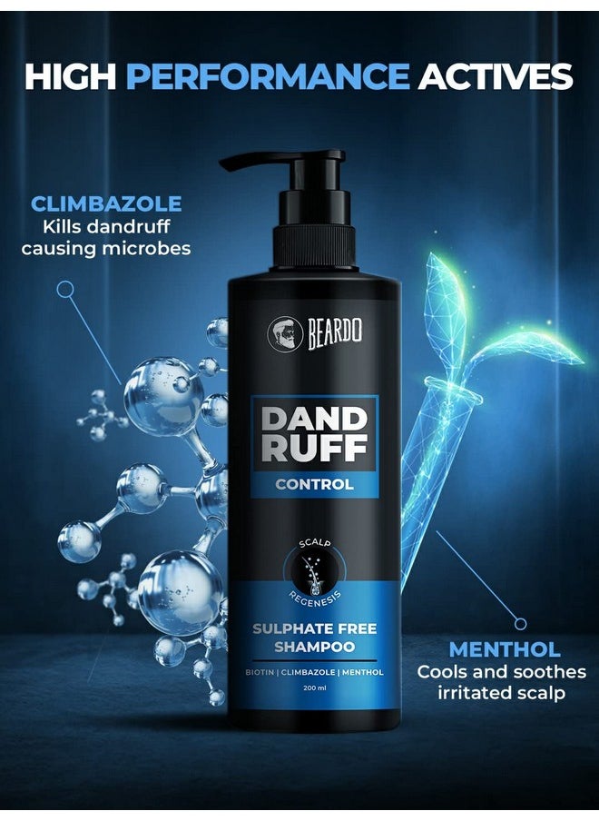 Dandruff Control Sulphate Free Shampoo For Men 200 Ml | Anti Dandruff | Sulphate And Paraben Free | Menthol & Biotin For Dandruff Control & Itchy Scalp