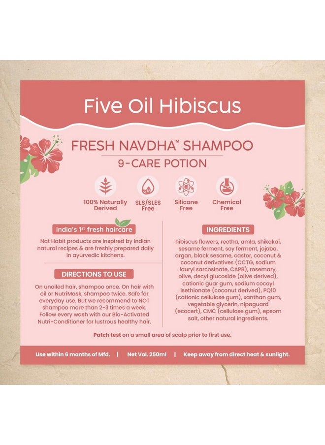 Five Oil Hibiscus Shampoo And Conditioner Combo For Women & Men Hair Fall Control, 72 Hr Frizz Control