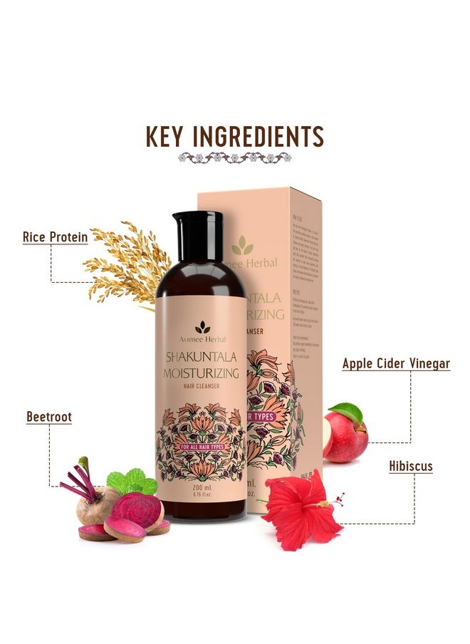 Shakuntala Moisturizing Hair Shampoo With Hyaluronic Acid | 24 Hrs Deep Hydration & Nourishment, Repairs Dry & Damaged Hair | For Men & Women | 200 Ml