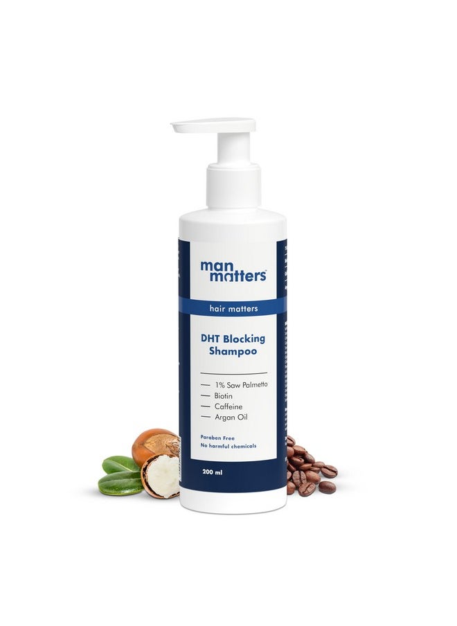Dht Blocking Anti Hair Fall Shampoo 200Ml | Paraben & Sulphate Free | With 1% Saw Palmetto, Biotin, Caffeine & Argan Oil | No Side Effects