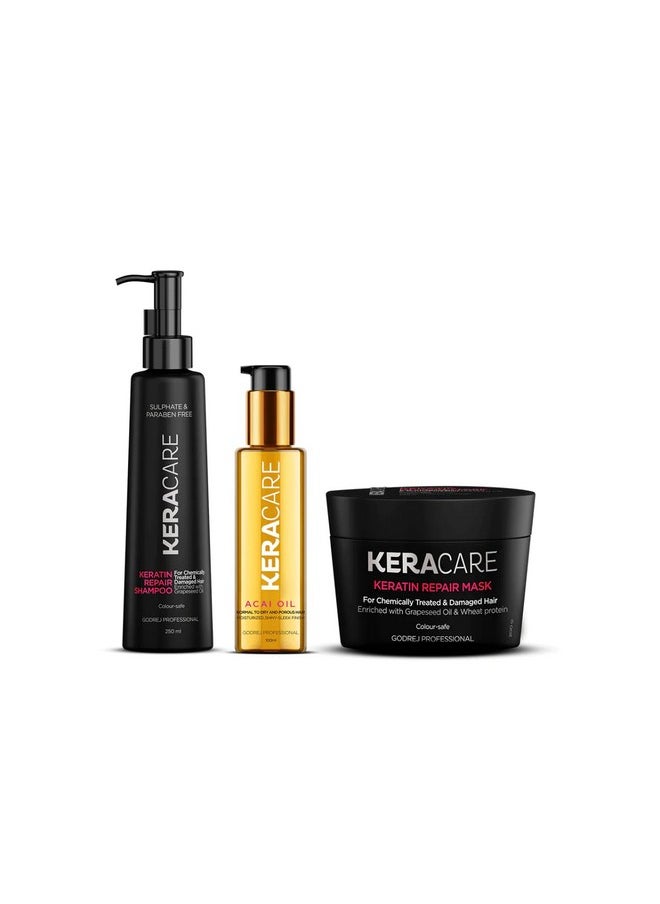 Keracare Keratin Repair Shampoo 250Ml & Repair Mask 200Gm With Acai Oil 100Ml (Combo)