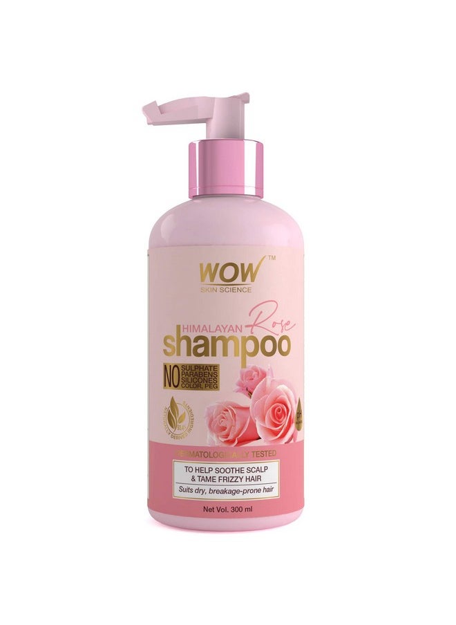 Himalayan Rose Shampoo With Rose Hydrosol, Coconut Oil, Almond Oil & Argan Oil - For Volumnising Hair, Anti Smelly Scalp - No Parabens, Sulphate, Silicones, Color & Peg - 300Ml