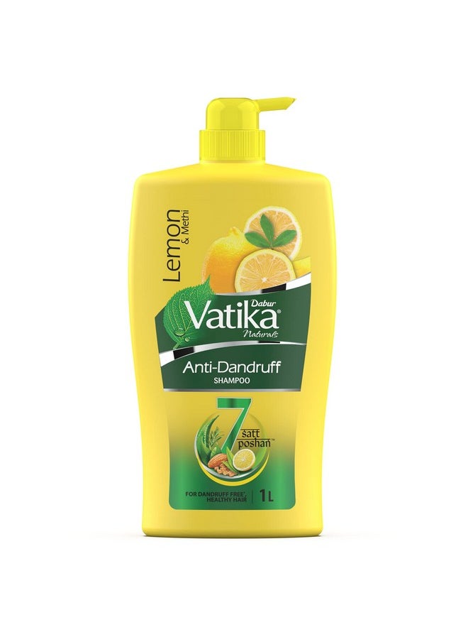 Vatika Lemon Anti-Dandruff Shampoo - 1L | Reduces Dandruff From 1St Wash | Moisturises Scalp | Provides Gentle Cleansing, Conditioning & Nourishment To Hair