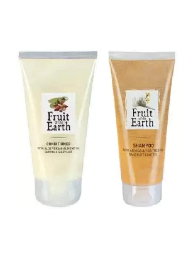 Fruit Of The Earth Shampoo With Arnica & Tea Tree Oil For Dandruff Control 200Ml + Conditioner With Aloevera & Almond Oil For Smooth & Shiny Hair 150Ml (Combo Pack) + Hairpin Free