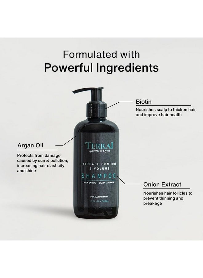Biotin, Onion Extract & Argan Oil Hair Fall Control Shampoo For Men & Women | Promotes Hair Growth & Volume | Prevents Hairfall | Dht Blocker Shampoo | Sulfate & Paraben Free - 300 Ml