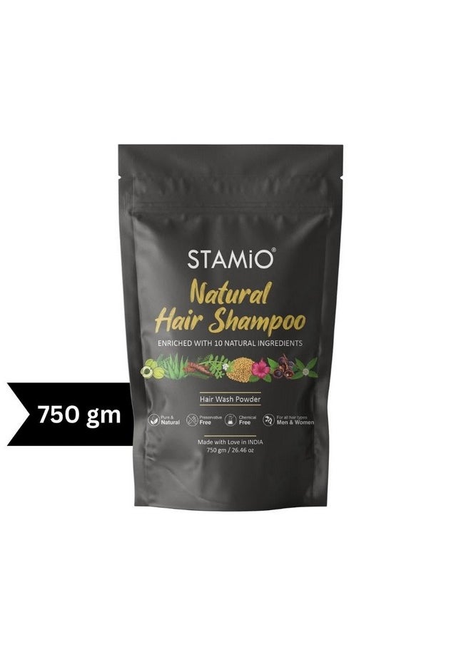 Natural Hair Shampoo Powder 750 Gm | Herbal Hair Wash - Enriched With Amla, Reetha, Shikakai, Bhringraj, Hibiscus, Methi, Brahmi, Jatamansi, Jujube And Aloe Vera | Men & Women | In Pouch 26.46 Oz