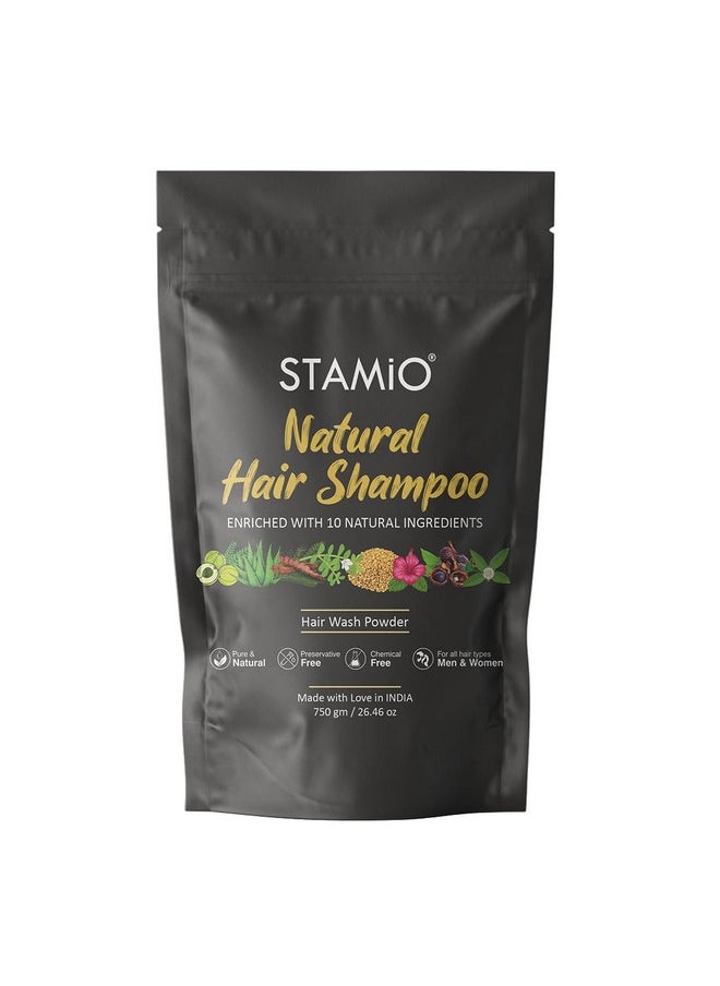 Natural Hair Shampoo Powder 750 Gm | Herbal Hair Wash - Enriched With Amla, Reetha, Shikakai, Bhringraj, Hibiscus, Methi, Brahmi, Jatamansi, Jujube And Aloe Vera | Men & Women | In Pouch 26.46 Oz