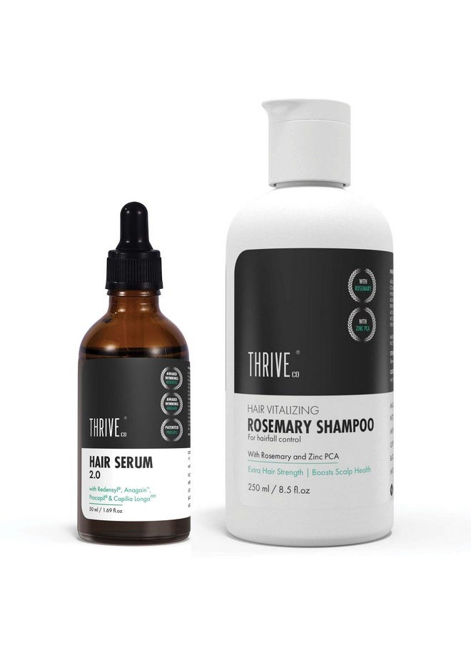Restorative Hair Growth Duo | Hair Growth Serum 2.0 (50Ml) + Hair Vitalizing Rosemary Shampoo (250Ml) | With Caffeine, Black Castor Oil, Capila Longa Biotin | For Men And Women
