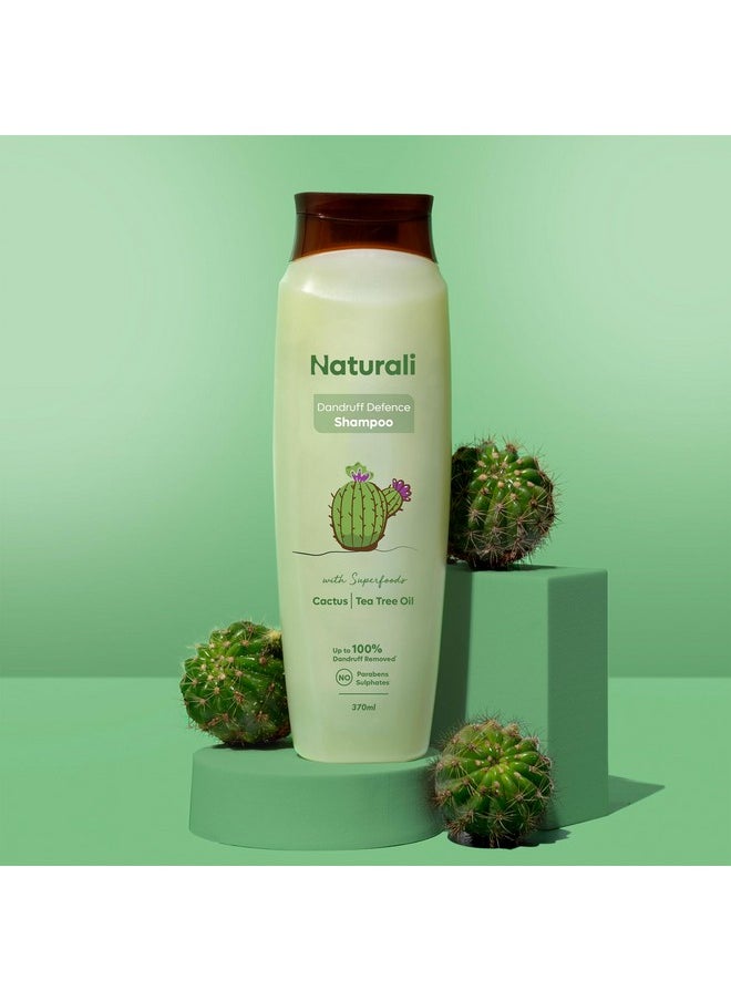 Dandruff Defence Shampoo With Tea Tree Oil & Cactus Extracts | Prevents Dandruff | Paraben And Sulphate Free Shampoo | Anti Dandruff Shampoo (370Ml)