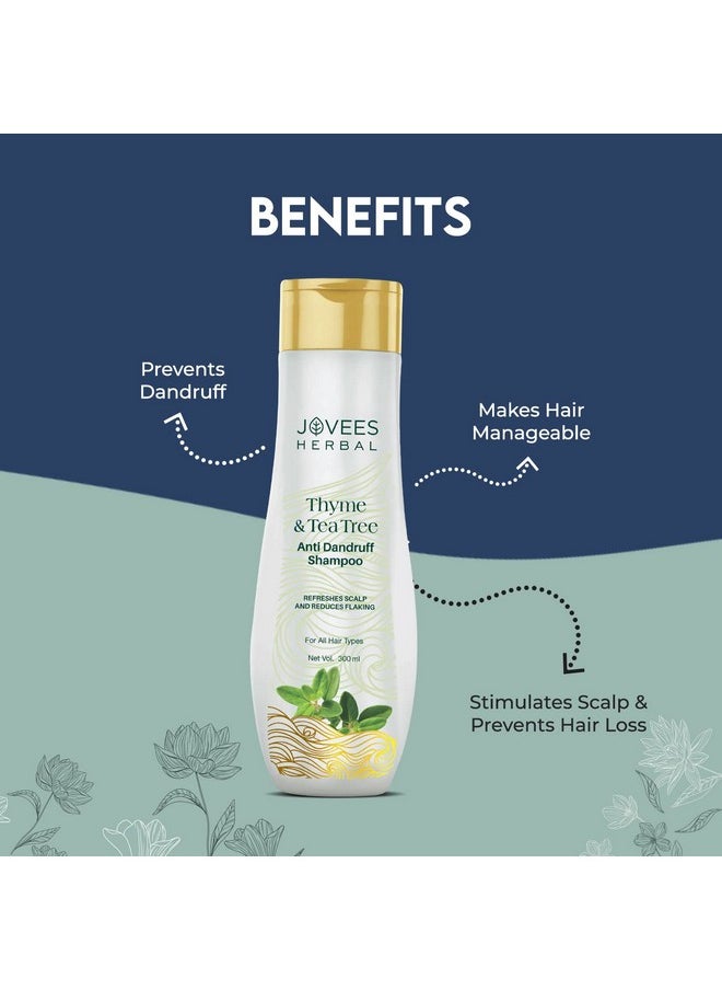 Herbal Thyme & Tea Tree Anti Dandruff Shampoo | With Tea Tree, Thyme & Lemon Extract | For All Hair Type | Prevents Dandruff & Dry Scalp 300Ml