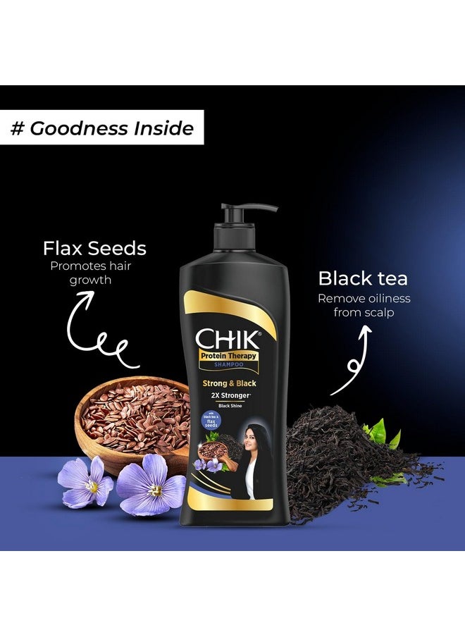Protein Therapy Shampoo| For Strong & Black Hair | With The Goodness Of Black Tea, And Flax Seeds | 340Ml
