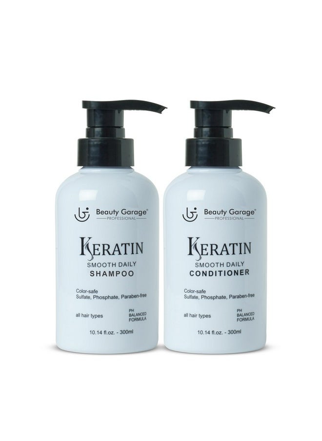 Professional Keratin Smooth Daily Shampoo 300Ml With Keratin Smooth Daily Conditioner 300Ml