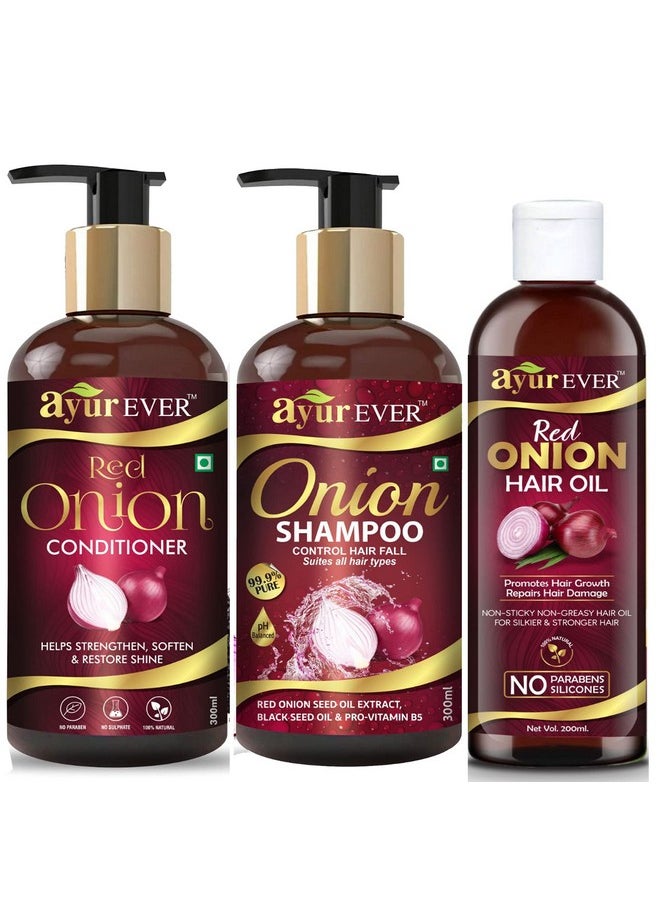 Red Onion Oil (200 Ml) + Onion Shampoo (300Ml) + Onion Conditioner (300 Ml)