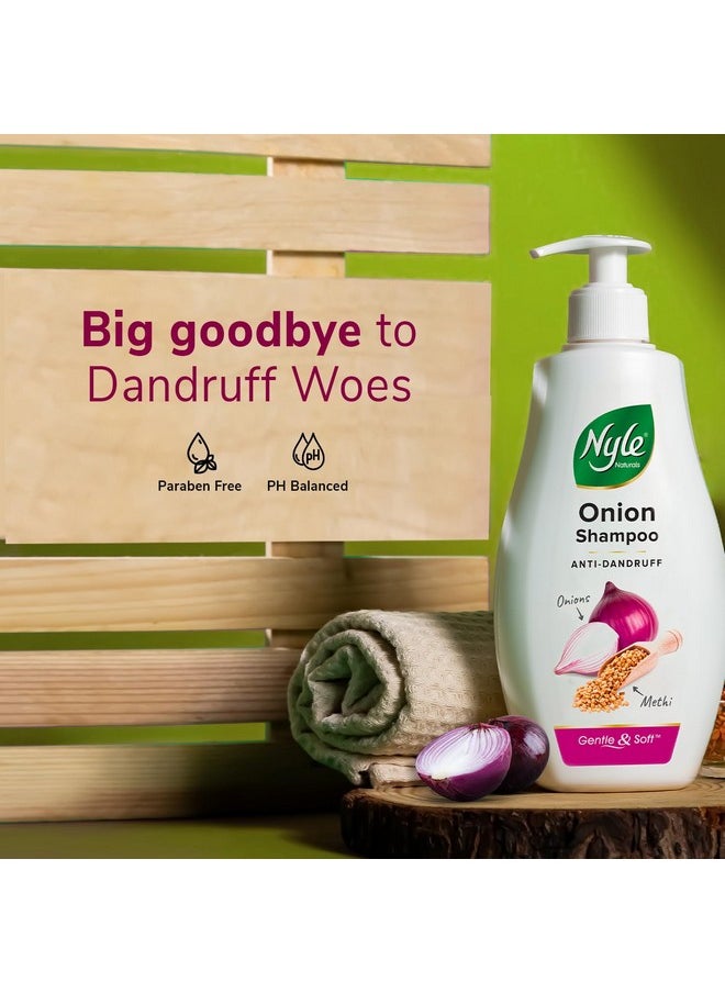 Naturals Onion Anti-Dandruff Shampoo, With Onion And Fenugreek, Gentle & Soft Shampoo, Ph Balanced And Paraben Free, For Men And Women, 800Ml
