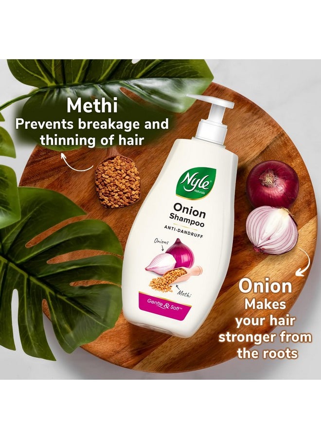 Naturals Onion Anti-Dandruff Shampoo, With Onion And Fenugreek, Gentle & Soft Shampoo, Ph Balanced And Paraben Free, For Men And Women, 800Ml