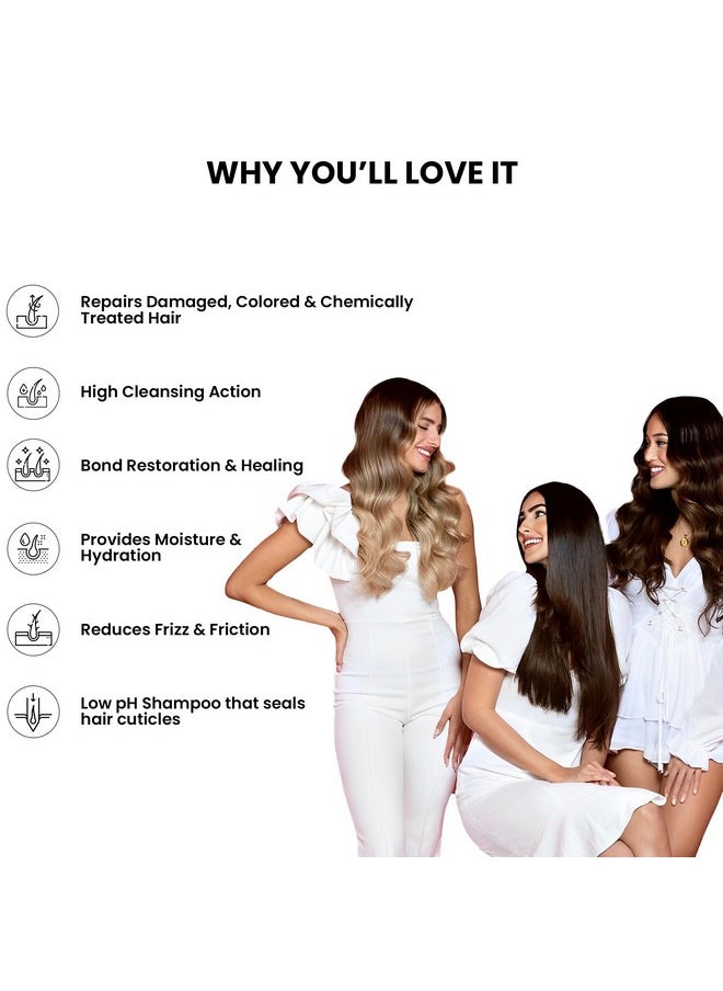 Hair Healing Shampoo, Heals Damaged Caused By Treatment, Reduces Frizz & Breakages, With Hyaplex Hair Bonding Tech. For Both Men & Women - 250 Ml