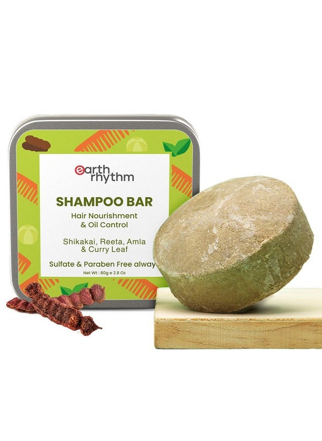 Shikakai Shampoo Bar For Hairfall | Contains Shikakai, Curry Leaf, Reeta & Amla Extracts | Men & Women | Sulphate & Paraben Free (Tin Packaging) - 80Gm