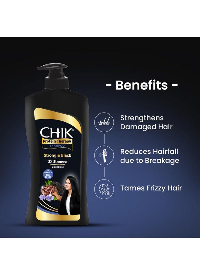 Protein Therapy Shampoo| For Strong & Black Hair | With The Goodness Of Black Tea, And Flax Seeds | 650Ml