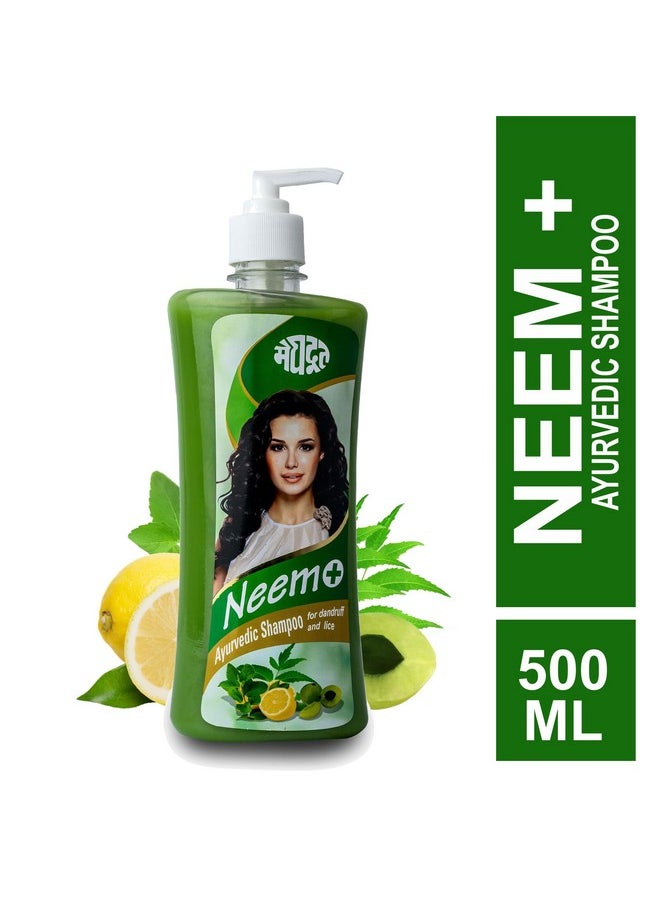 Neem Plus Ayurvedic Shampoo Enriched With Extract Of Neem, Alma And Lemon For Dandruff Control And Lice Control Scalp, 500Ml, Pack Of 1