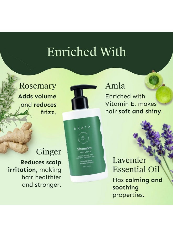 Natural Hydrating Hair Shampoo (300Ml) For Soft, Smooth Hair | Paraben And Sulphate Free For Damage Repair & Moisturization | Reduces Frizz, Split Ends With Ginkgo, Ginger & Indian Gooseberry