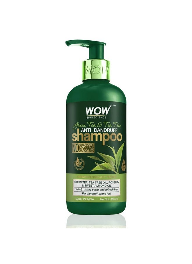 Skin Science Green Tea & Tea Tree Anti-Dandruff Shampoo - No Sulphates, Parabens, Silicones, Color & Peg - 300 Ml