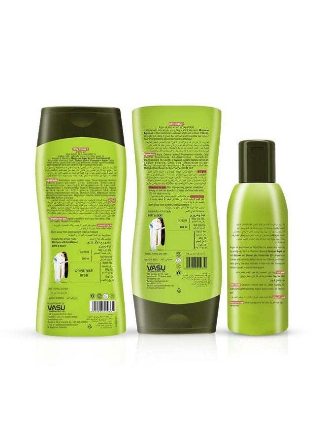 Argan Hair Care Kit For Soft, Shiny & Bouncy Hair - Oil, Shampoo & Conditioner