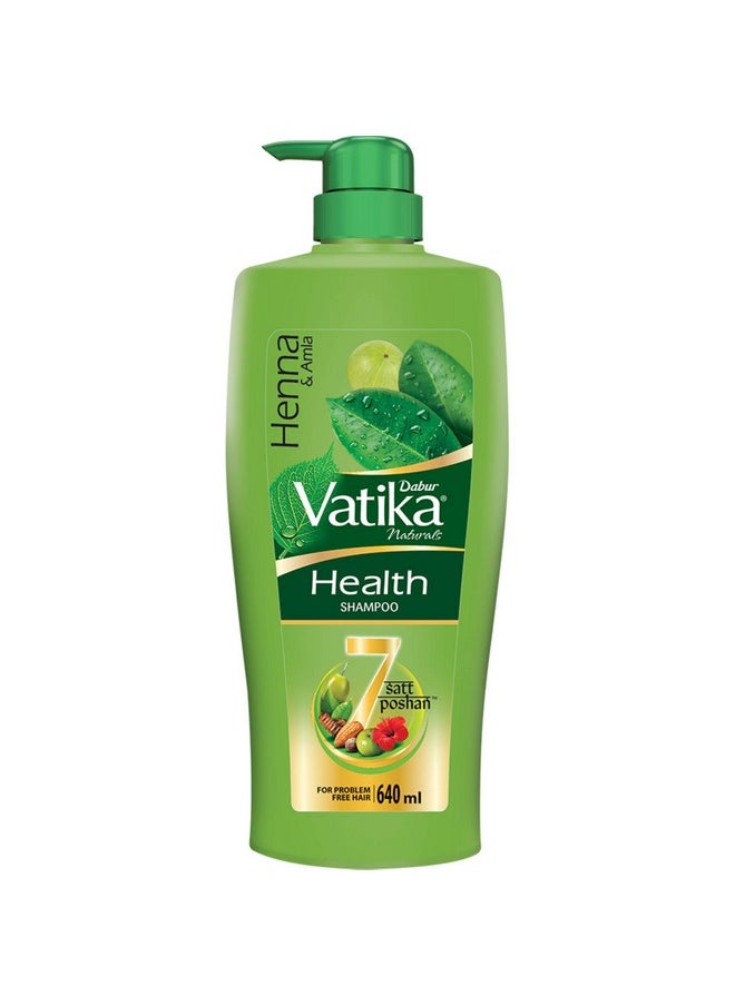 Vatika Health Shampoo - 640Ml | With 7 Natural Ingredients | For Smooth, Shiny & Nourished Hair | Repairs Hair Damage, Controls Frizz | For All Hair Types | Goodness Of Henna & Amla