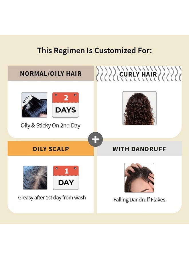 Customized Ayurvedic Hair Fall Control Regimen For Normal/Oily Hair-Oily Scalp & Curly Hair -3 Product Kit-Anti Hair Fall Oil+Anti-Hairfall Shampoo Serum X Dandruff Care, 540 Grams