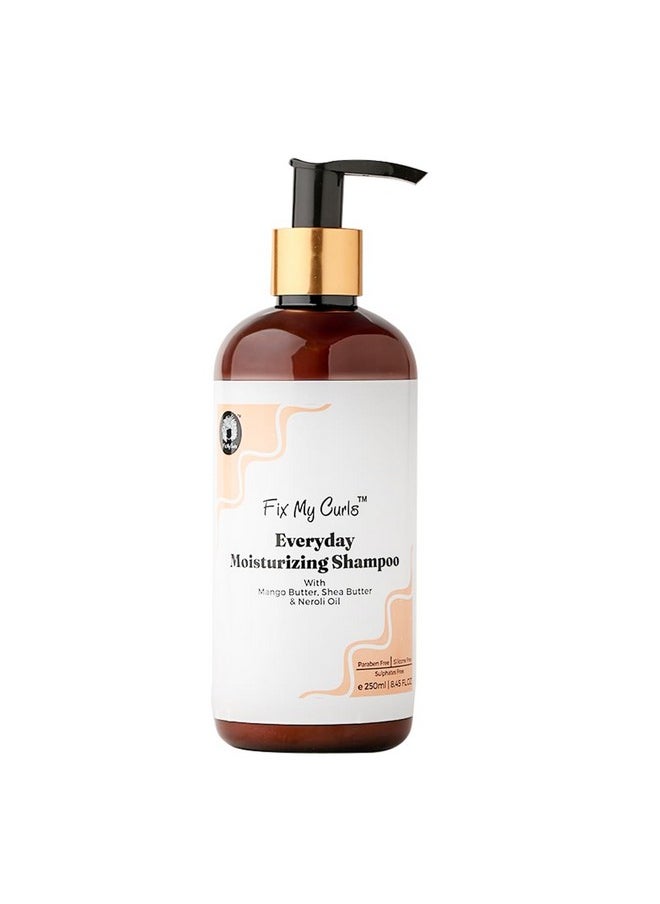 Everyday Moisturizing Shampoo | For Thick Curly, Wavy & Dry Hair Types | Low Lather, Kid Friendly, Sulphate Free Co-Wash | Cruelty, Paraben & Silicone Free| Anti-Itch & Soothing | 250Ml