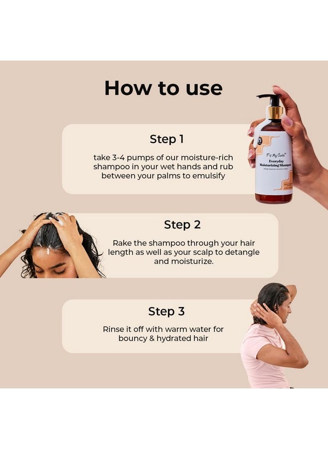 Everyday Moisturizing Shampoo | For Thick Curly, Wavy & Dry Hair Types | Low Lather, Kid Friendly, Sulphate Free Co-Wash | Cruelty, Paraben & Silicone Free| Anti-Itch & Soothing | 250Ml