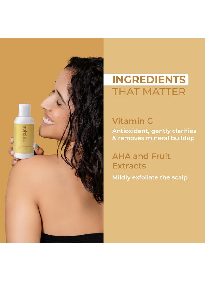 Clarifying Shampoo For Women & Men With Curly & Wavy Hair | Hard Water Expert To Deeply Cleanse, Remove Buildup & Exfoliate Scalp | With Vitamin C & Natural Ahas | Sulphate Free 100 Ml